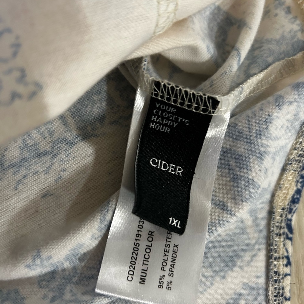 Cider Corset 1XL Bodysuit Toile Print Blue White Bustier Top Cottagecore - Picture 7 of 12